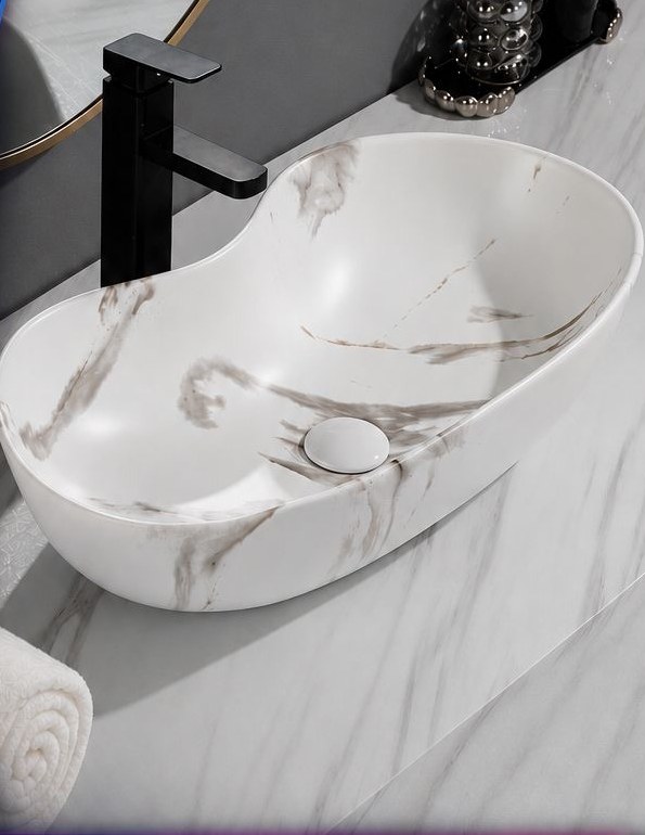 Vasque à poser effet marbre — salle de bain haut de gamme à La Réunion